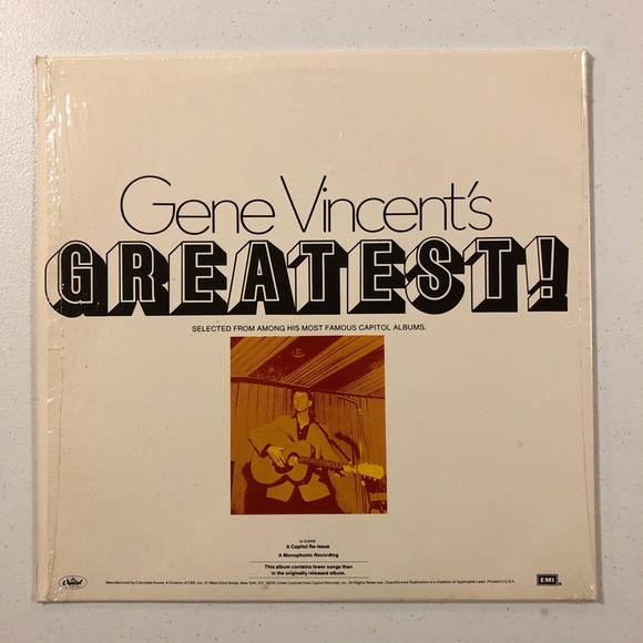 12” LP Vinyl Record  GENE VINCENT’s  Greatest - Picture 2 of 5